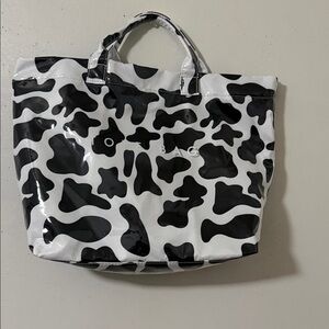 Black & White Cow Print Tote Bag - Casual Glossy Shopper